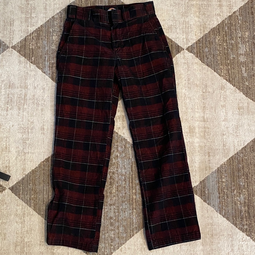 Dickies Red and Black Plaid Corduroy Pants Women Size 30